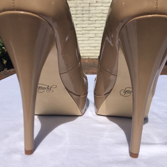 Lipstik Patent Tan Blush Platform Pump Heels Size 10 - Picture 7 of 11